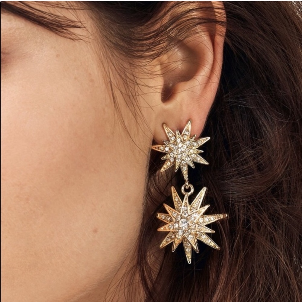Bauble Bar Celestial Drop Earrings - gold crystals
